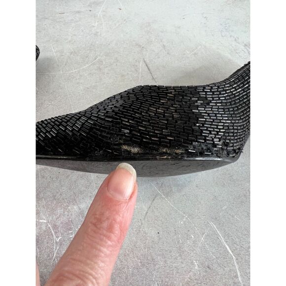 Vintage J.‎ Renee Black Beaded Heels Size 7M 80s Party Retro - Picture 10 of 10